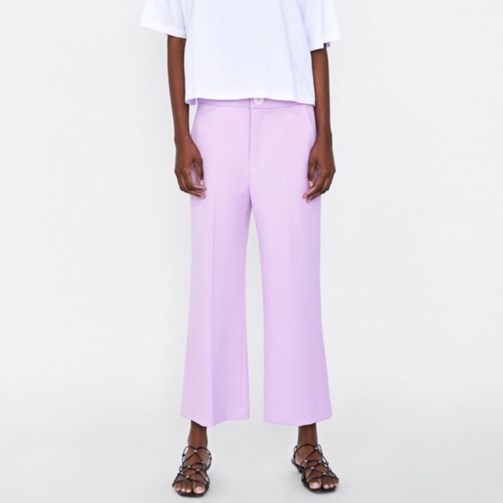 New Zara Straight Cropped Lavender Pants Size S